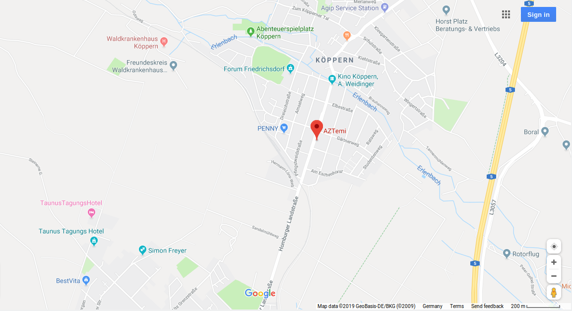 Map showing the AZTemi location in Friedrichsdorf, Germany